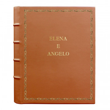 Pumpkin leather photo album - Conti Borbone - orange calskin - Standard - 27 - block letters