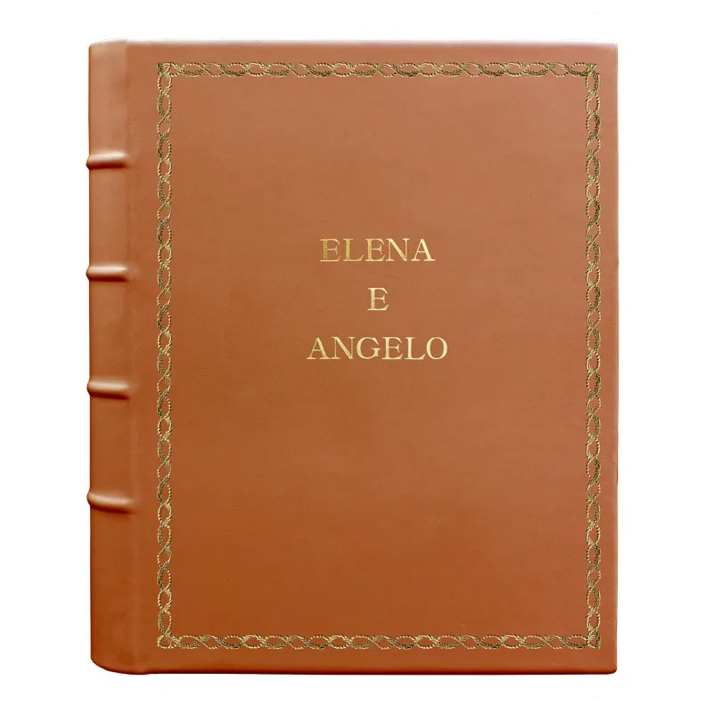 Album foto pelle Zucca - Conti Borbone - Pelle di vitello arancione - Standard - 27 - stampatello