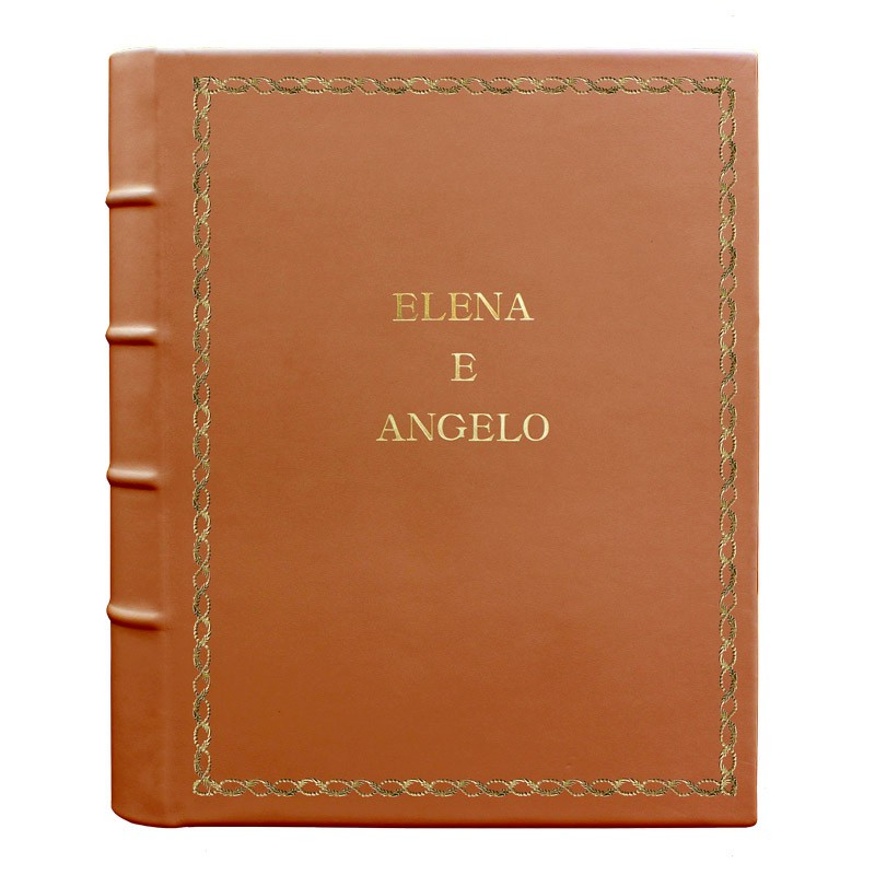 Pumpkin leather photo album - Conti Borbone - orange calskin - Standard - 27 - block letters