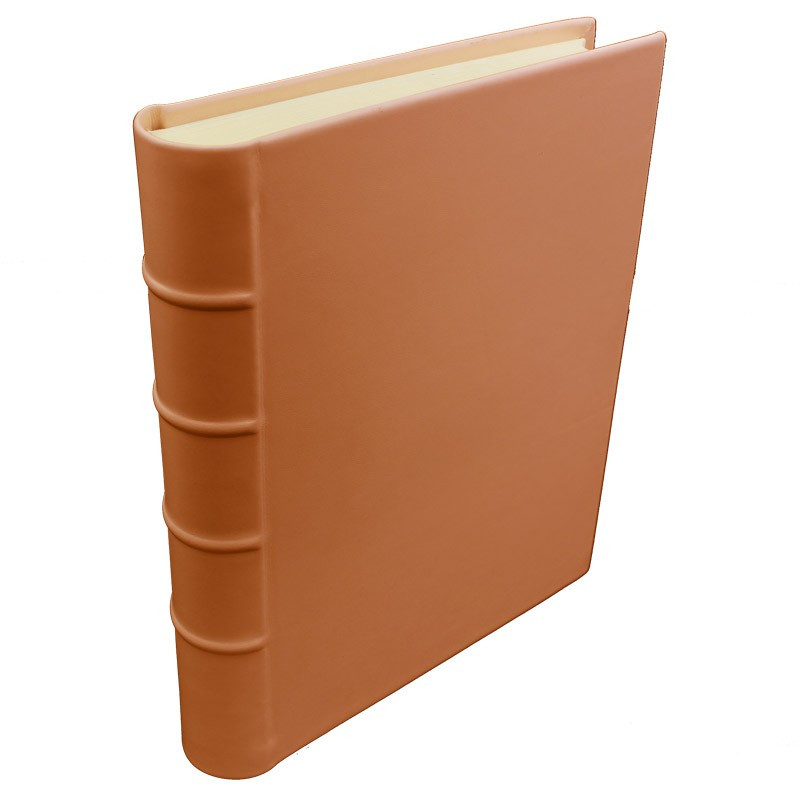 Pumpkin leather photo album - Conti Borbone - orange calskin - Standard - spine