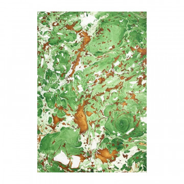 Handmade marbled paper in brown and green colors Veronica - Conti Borbone - Milano Italy