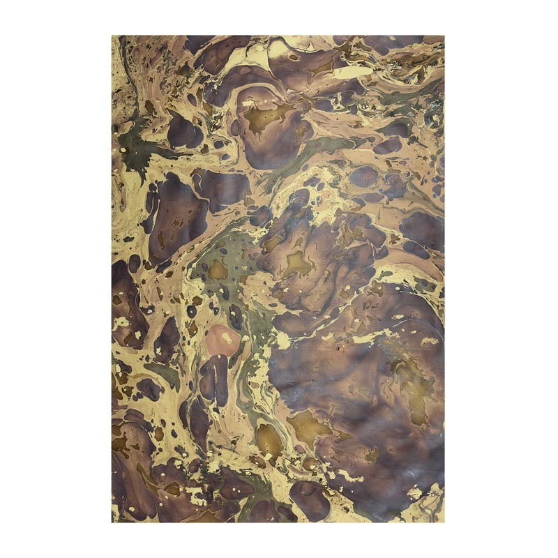 Carta marmorizzata realizzata a mano dai colori marrone Bruno - Conti Borbone - Milano Italy