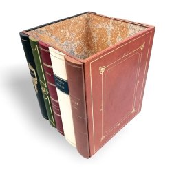 سلة مهملات جلدية مع كتب مزيفة - Conti Borbone - ميلانو إيطاليا