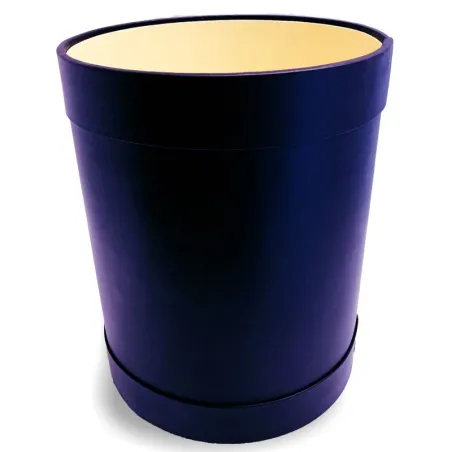 Cestino gettacarte tondo pelle blu - Conti Borbone - Cestino gettacarte di lusso