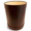 Corbeille à papier ronde en cuir marron - Conti Borbone - Corbeille à papier ronde en cuir