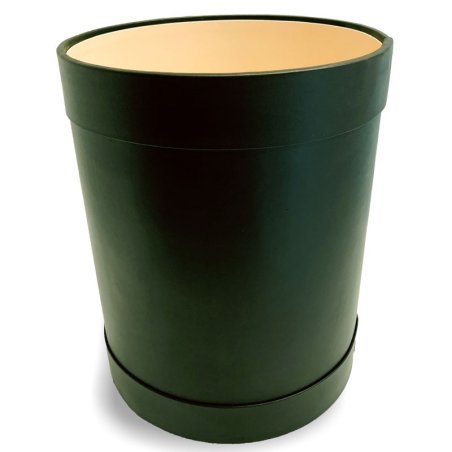 Corbeille à papier ronde en cuir Pino - Conti Borbone - Corbeille à papier ronde en cuir vert