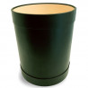 Pino leather round waste paper basket - Conti Borbone - Green leather round waste paper bin