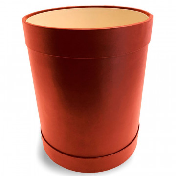 Coral leather round waste paper basket - Conti Borbone - Leather round waste paper bin