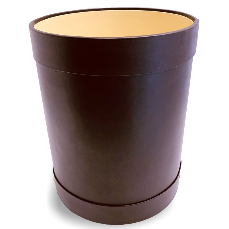 Purple leather round waste paper basket - Conti Borbone - Leather round waste paper bin