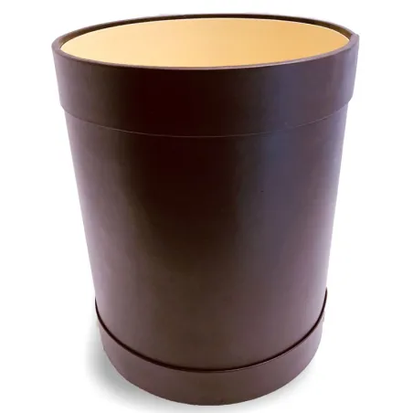 Purple leather round waste paper basket - Conti Borbone - Leather round waste paper bin
