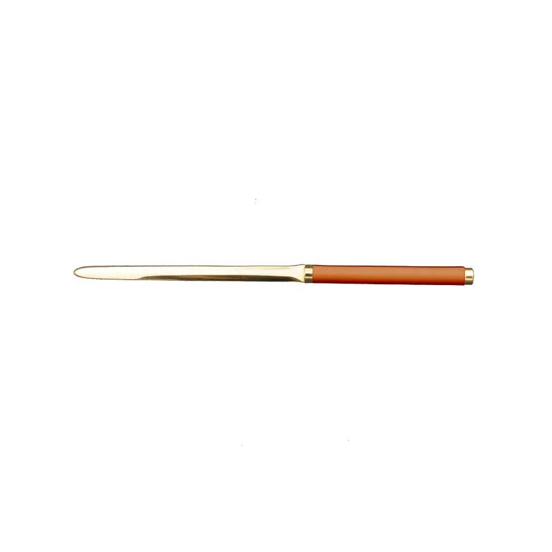 Kürbisledermesser - Conti Borbone - Papiermesser aus orangefarbenem Kalbsleder