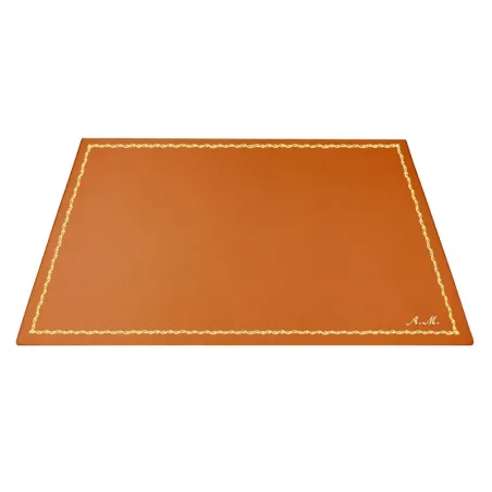 Alfombrilla de escritorio de piel de calabaza, piel de becerro naranja - Conti Borbone - Alfombrilla personalizable - decoración