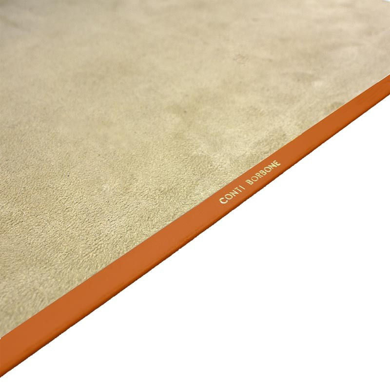 Pumpkin leather desk pad, orange calf leather - Conti Borbone - Customizable mat - decoration 150 - brand