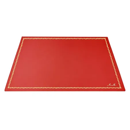 Sottomano pelle Corallo, pelle di vitello rosa - Conti Borbone - Tappetino personalizzabile - decorazione 90 - corsivo
