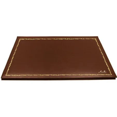 Sous-main en cuir Cuoio, cuir de veau marron - Conti Borbone - sous-main personnalisable - décoration 150 - italique