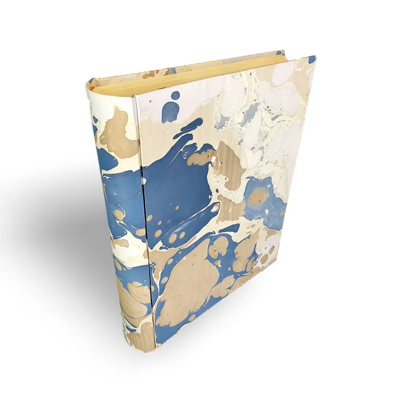 Fotoalbum in marmoriertem Papier braun blau weiß Sonia - Conti Borbone - Standard-Rücken