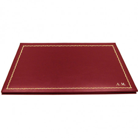 Sottomano in pelle rubino, pelle di vitello bordeaux - Conti Borbone - sottomano personalizzabile - decorazione 90 - stampatello