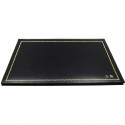 Dark leather desk pad, black calf leather - Conti Borbone - customizable opening pad - decoration 90 - block letters