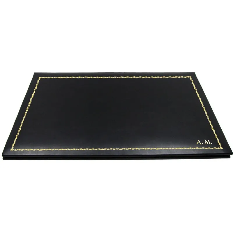 Sous-main en cuir foncé, cuir de veau noir - Conti Borbone - sous-main personnalisable - décoration 90 - lettres capitales