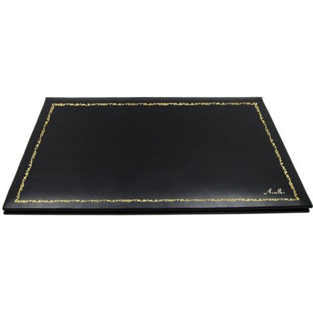 Bloc de escritorio de piel oscura, piel de becerro negra - Conti Borbone - bloc de apertura personalizable - decoración 150 - cu