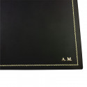 Dark leather desk pad, black calf leather - Conti Borbone - customizable opening pad - decoration 90 - block letters