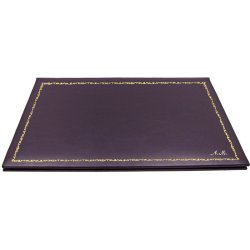 茄子色皮革桌垫，紫色小牛皮 - Conti Borbone - 可定制开合垫 - 装饰 150 - 斜体