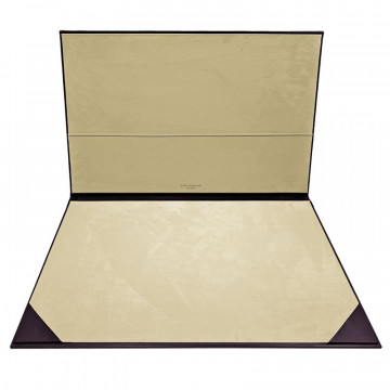 Aubergine leather desk pad, violet calf leather - Conti Borbone - customizable opening pad - decoration 150 - brand
