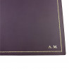 Aubergine leather desk pad, violet calf leather - Conti Borbone - customizable opening pad - decoration 90 - block letters
