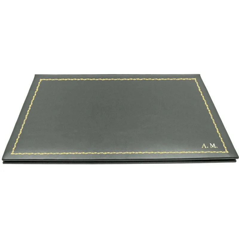 Sottomano doppio pelle Graffite, pelle di vitello grigio - Conti Borbone - sottomano apribile - decorazione 90 - stampatello