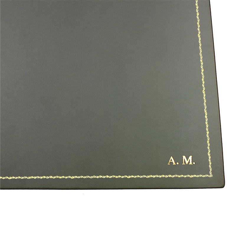 Sottomano doppio pelle Graffite, pelle di vitello grigio - Conti Borbone - sottomano apribile - decorazione 90 - stampatello