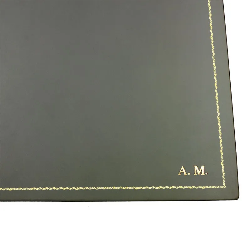 Sous-main en cuir graphite, cuir de veau gris - Conti Borbone - bloc d'ouverture personnalisable - décoration 90 - lettres capit