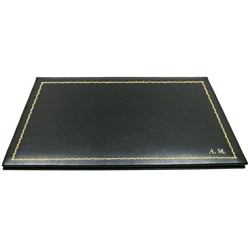 Sous-main en cuir anthracite, cuir de veau gris - Conti Borbone - sous-main personnalisable - décoration 90 - lettres capitales
