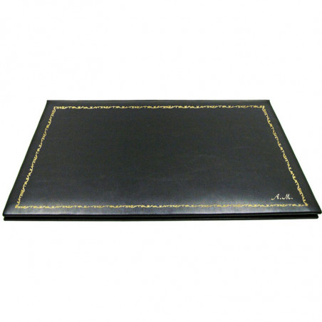 Sous-main en cuir anthracite, cuir de veau gris - Conti Borbone - sous-main personnalisable - décor 150 - italique
