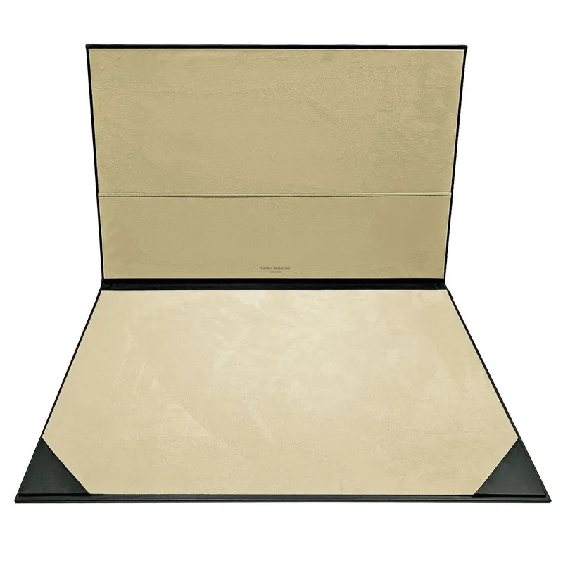 Sous-main en cuir anthracite, cuir de veau gris - Conti Borbone - sous-main personnalisable - marque