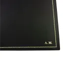 Sous-main en cuir anthracite, cuir de veau gris - Conti Borbone - sous-main personnalisable - décoration 90 - lettres capitales