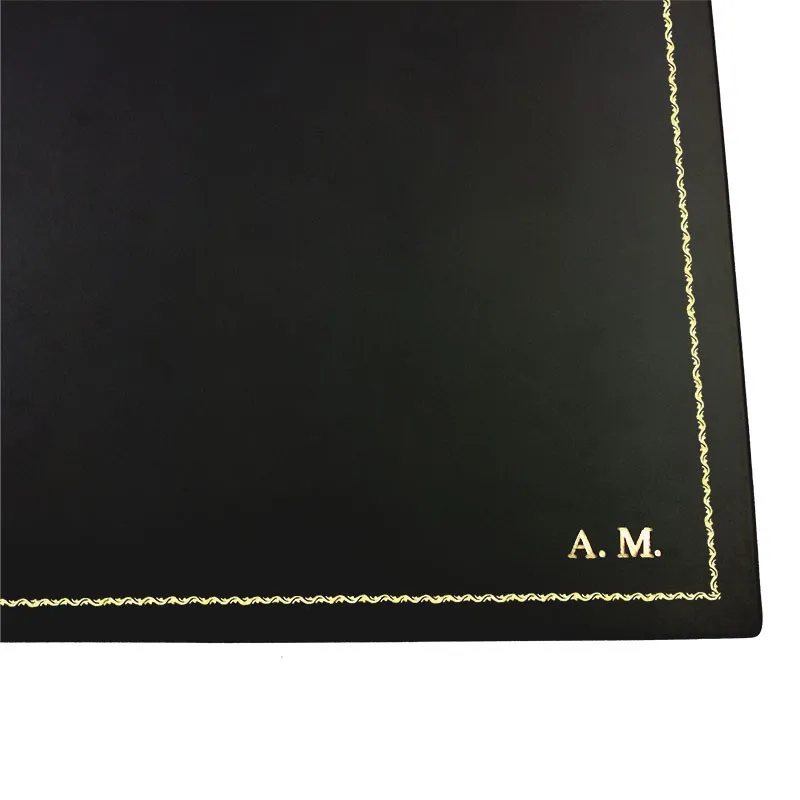 Sous-main en cuir anthracite, cuir de veau gris - Conti Borbone - sous-main personnalisable - décoration 90 - lettres capitales