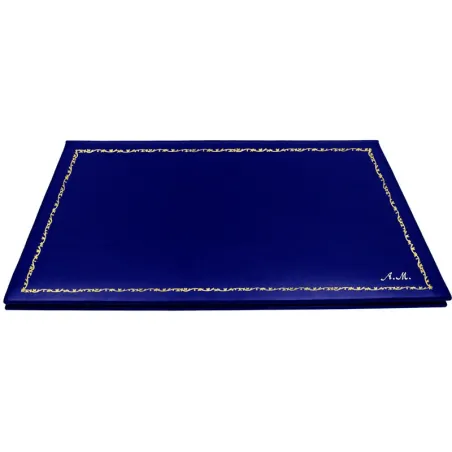 Blaue Lederunterlage, blaues Kalbsleder - Conti Borbone - individuell gestaltbare Schreibunterlage - Dekoration 150 - kursiv