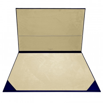 Bluette leather desk pad, blue calf leather - Conti Borbone - customizable opening pad - brand