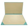 Sottomano doppio pelle Turchese, pelle di vitello azzurro - Conti Borbone - personalizzato - brand