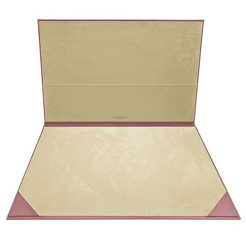 Camelia leather desk pad, pink calf leather - Conti Borbone - customizable opening pad - brand