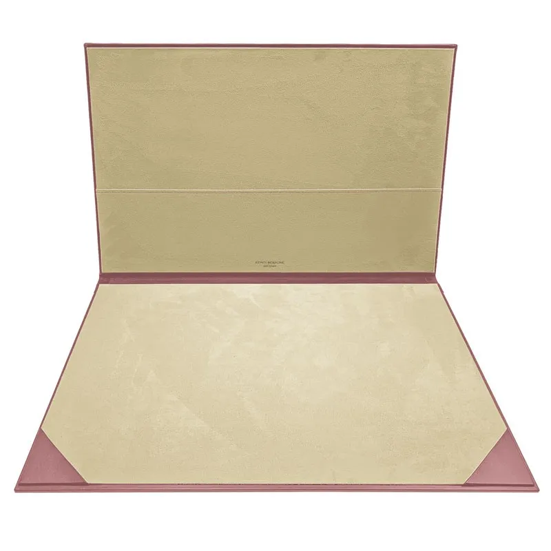 Camelia leather desk pad, pink calf leather - Conti Borbone - customizable opening pad - brand