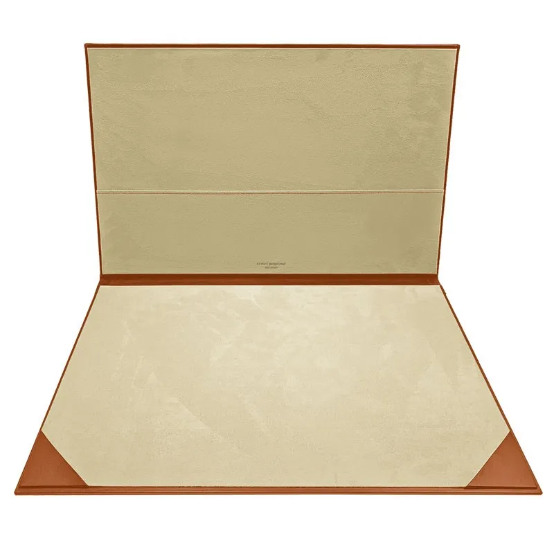 Sottomano doppio pelle Zucca, pelle di vitello arancione - Conti Borbone - personalizzato - decorazione 150 - brand