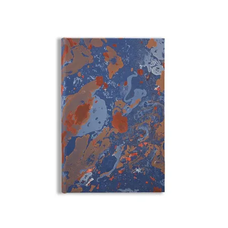 Cahier en papier marbré bleu, blanc, corail, orange Serena - Conti Borbone - Made in Italy front