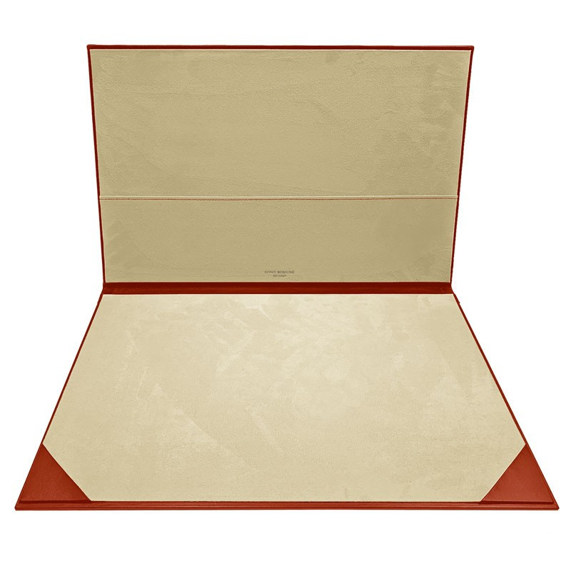 Sous-main en cuir corail, cuir de veau rose - Conti Borbone - sous-main personnalisable - marque
