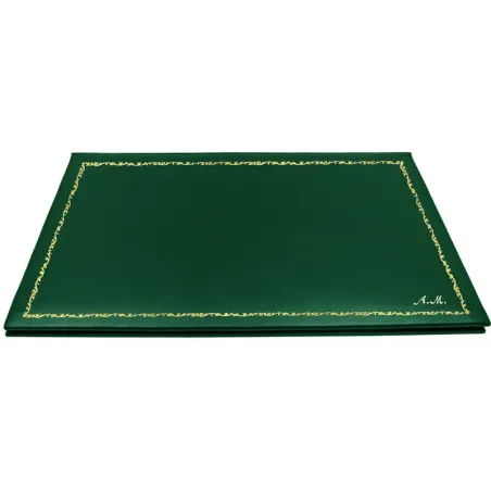 Pino bloc de escritorio de piel de becerro verde - Conti Borbone - bloc de apertura personalizable - decoración 150 - cursiva