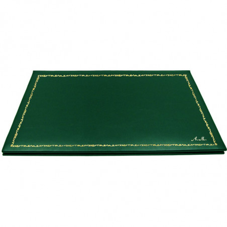 Pino leather desk pad, green calf leather - Conti Borbone - customizable opening pad - decoration 150 - italic