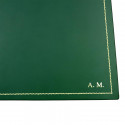 Pino leather desk pad, green calf leather - Conti Borbone - customizable opening pad - decoration 90 - block letters