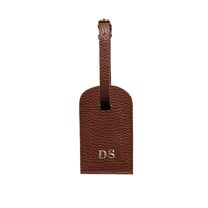 Nocciola Gepäckanhänger aus Leder - braunes Rindsleder - Conti Borbone - Blockschrift