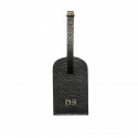 Raven leather luggage tag - black cowhide - Conti Borbone - block letters