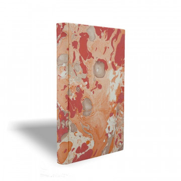 Quaderno in carta marmorizzata a mano arancione bianco corallo Filomena - Conti Borbone - made in Italy prospettiva